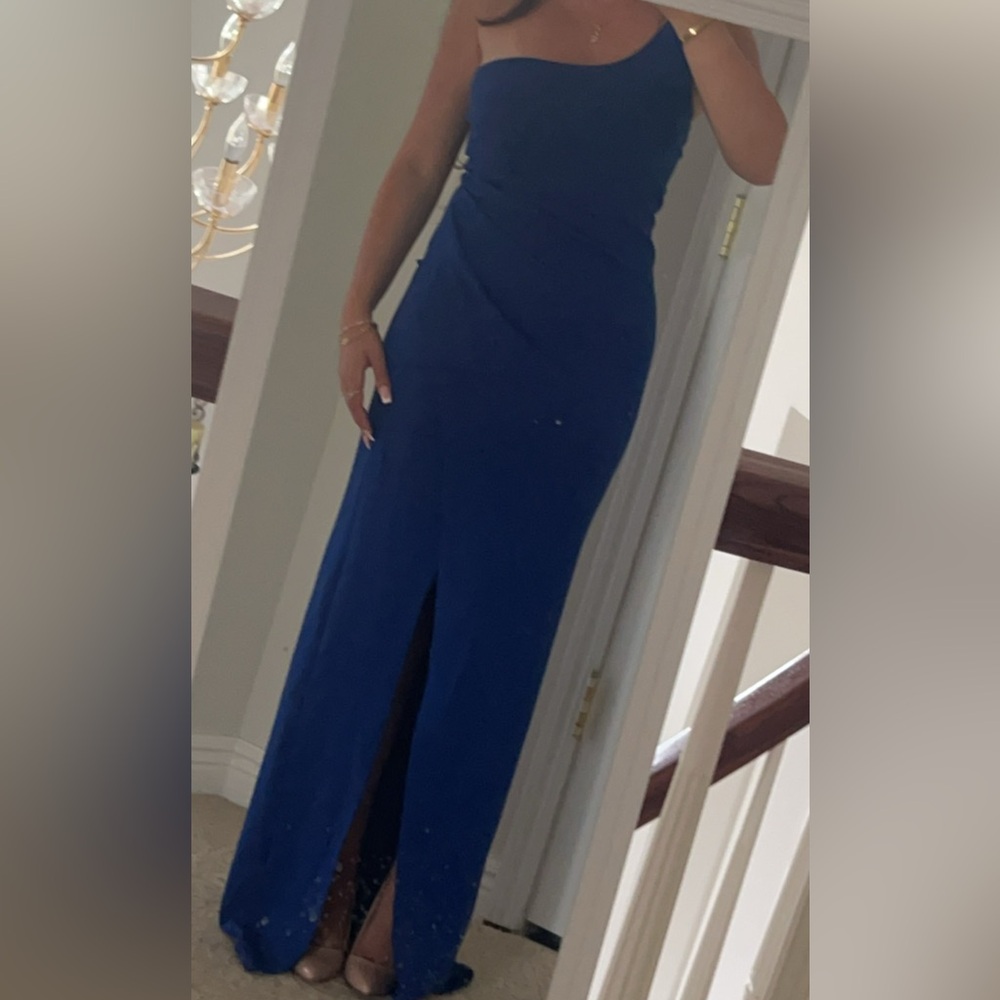 Royal blue prom dress.